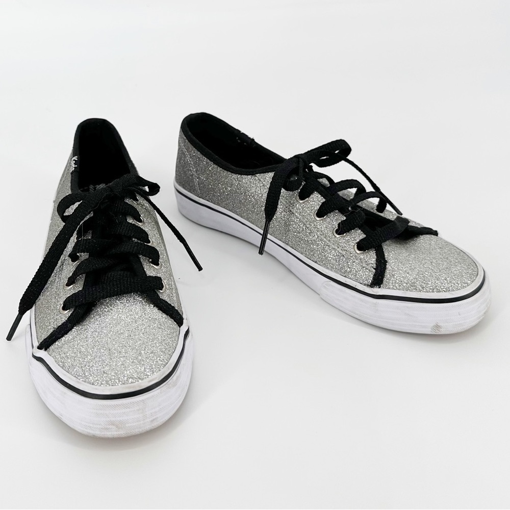 Keds Silver Glitter Sneakers Lace Up Kids Girls 3.5 Tennis Shoes